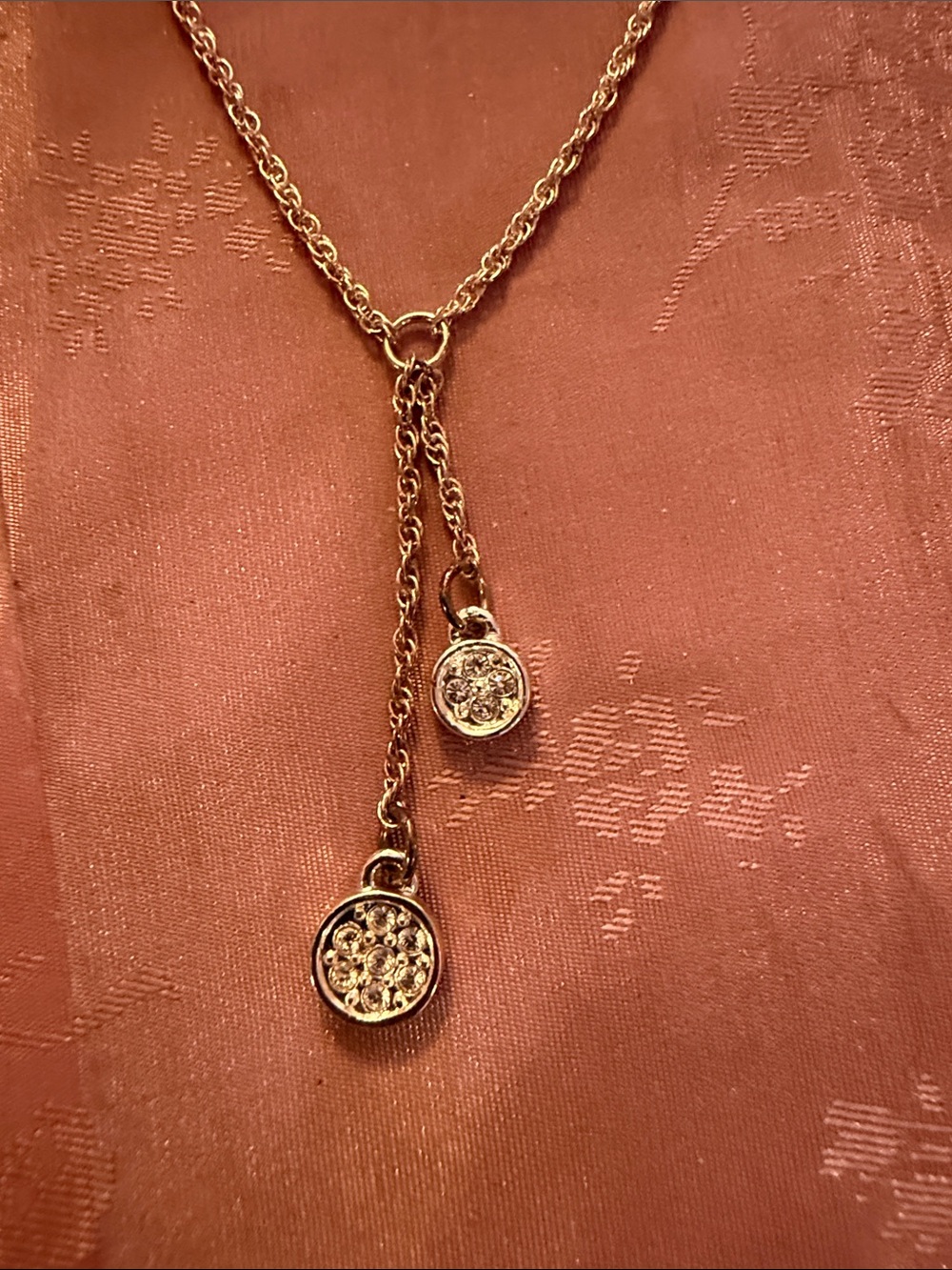 Gold-Tone Double Drop Crystal Pendant Necklace